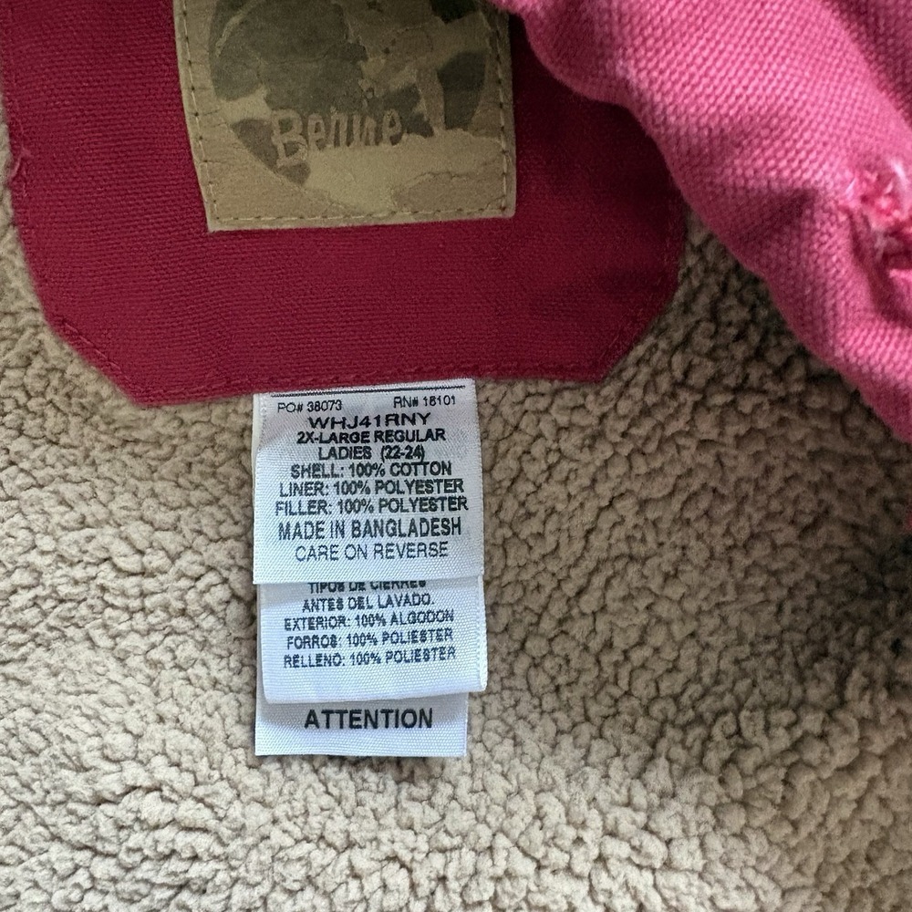 Berne Canvas‎ Pink Workwear Jacket Sharpa Lined Women's 2XL REG Faded - Picture 6 of 7